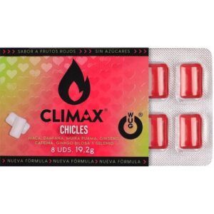 CHICLES POTENCIADORES UNISEX CON MACA Y GINSENG 8 UNIDADES