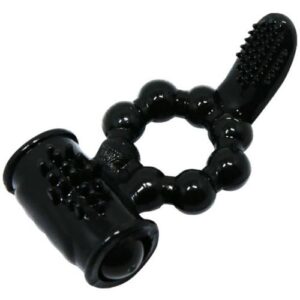 ANILLO VIBRADOR CON DOBLE ESTIMULACIÓN NEGRO