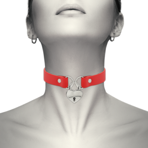 CHOKER O GARGANTILLA ROJO ACCESORIO CORAZÓN CON LLAVE