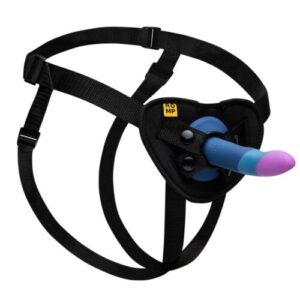 ARNÉS PICCOLO CON DILDO DE SILICONA TRICOLOR