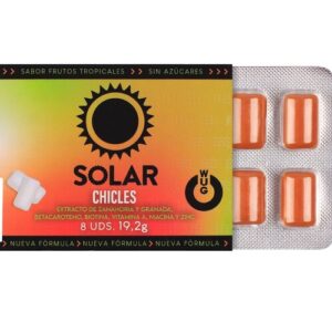 CHICLE SOLAR CON BETACAROTENO, VITAMINA A Y GRANADA 8 UNIDADES